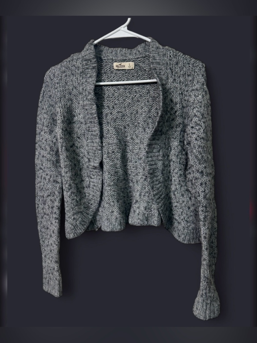 Hollister Women's Gray Open-Front Knit Cardigan Sweater